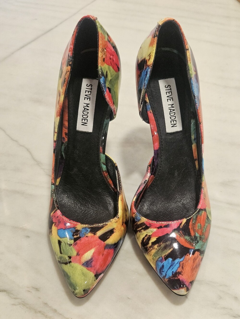 Steve Madden Groovi Floral D'Orsay Patent Pumps - Multicolor Heels - Size 7